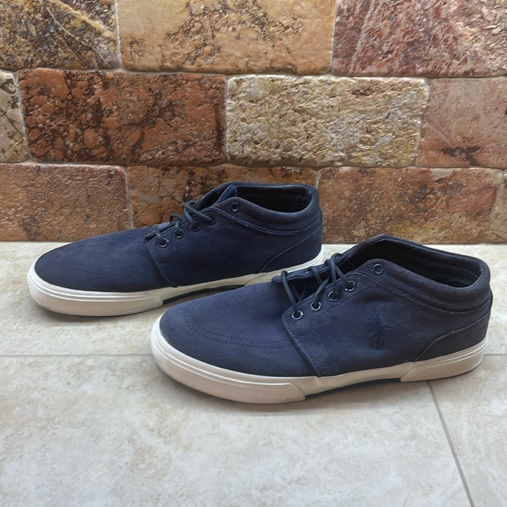 Polo Ralph Lauren Blue Sneakers Size 10.5 D Faxon Mid II Suede Lace Up Shoes - Picture 3 of 15